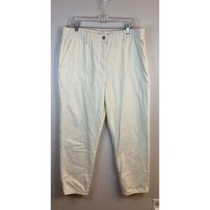 EILEEN FISHER Organic Cotton Tapered Leg Ivory Ankle Pant Women Large Undyed NEW
